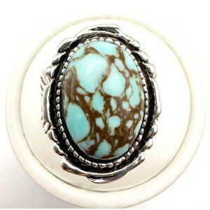 Large Oval Blue Turquoise- Style Fashion Ring